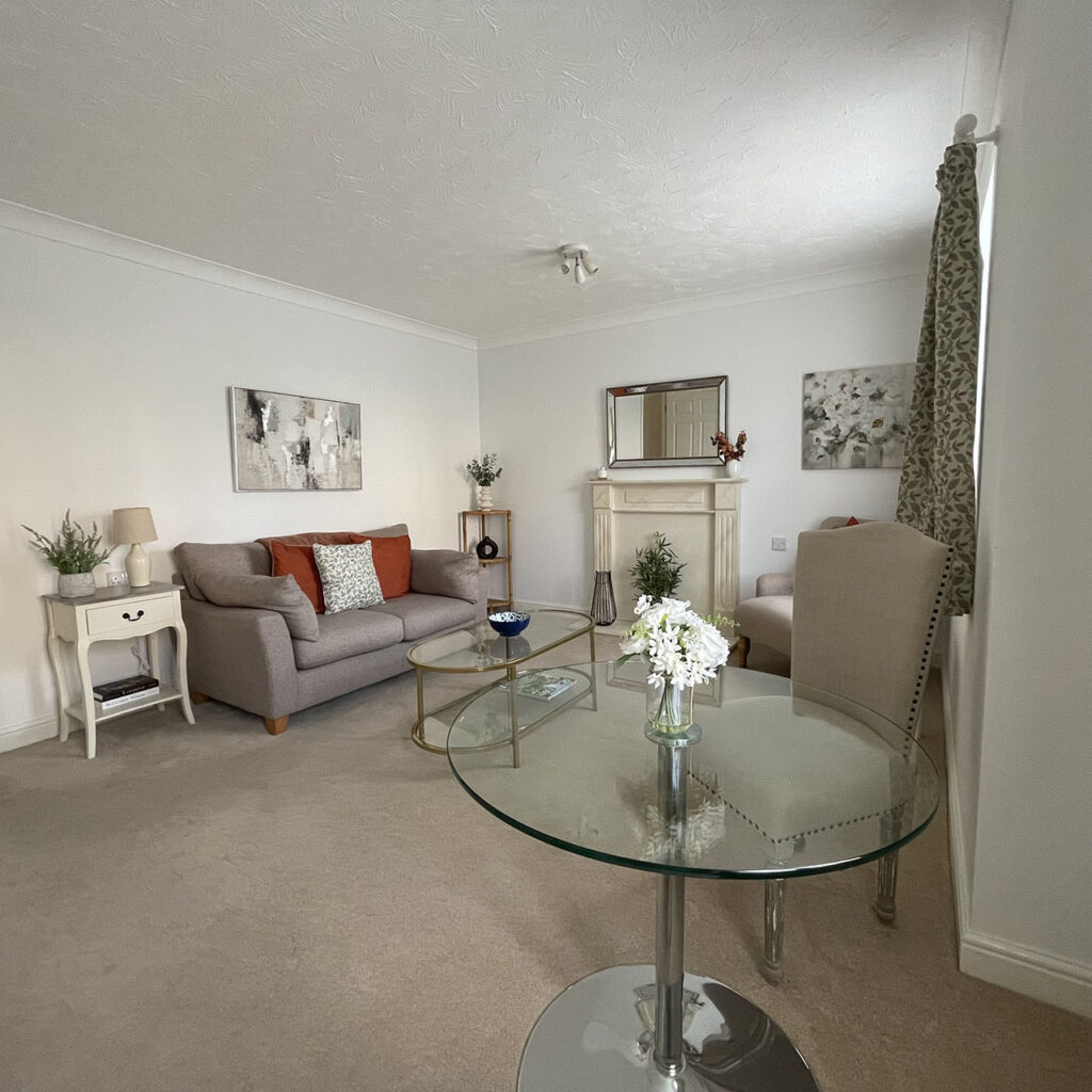 Lounge in ground floor apartment at Blake Court